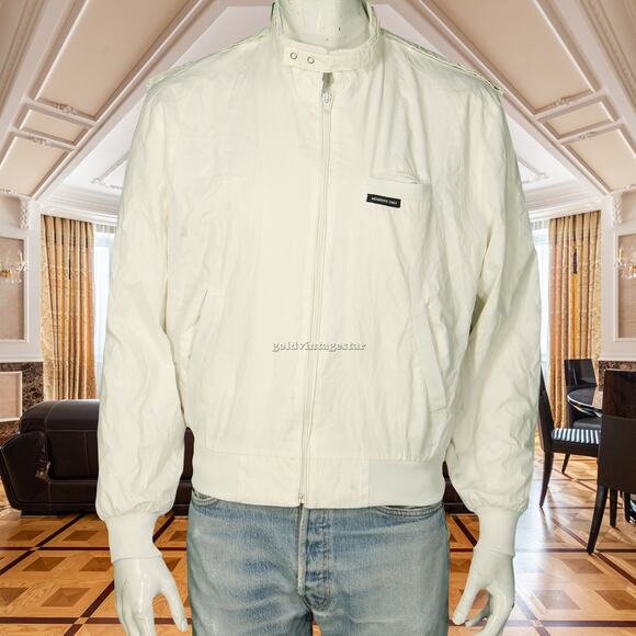 Vintage Members Only Cafe Racer Biker Mod Bomber Windbreaker White Jacket M - Picture 2 of 8